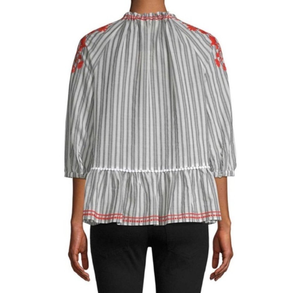 Kate Spade Broome Street Stripe Embroidered Top - Picture 2 of 2